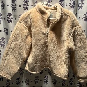 Jason Wu NWT - Faux Fur Quarter Zip Pullover Light Beige- SMALL